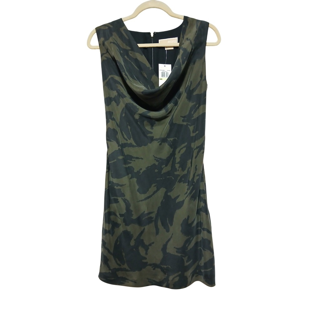 Michael Michael Kors Spruce Camo Cowl Neck Sheath Dress MF08628AN0 Size 4 NEW